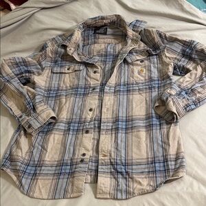 Carhartt Kids Plaid Button-Down Shirt - Beige and Blue